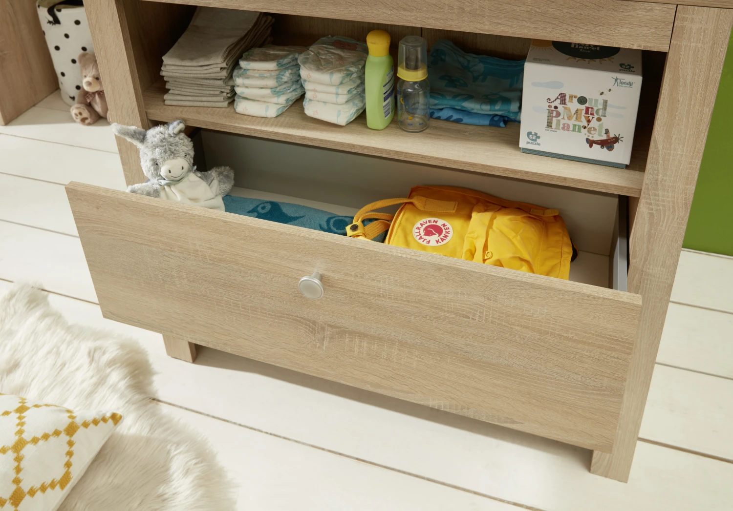 Luiertafel Met Opbergruimte Olivia | 96 X 69 X 104 Cm | Light Oak Melamine 5 Luiertafel Met Opbergruimte Olivia | 96 X 69 X 104 Cm | Light Oak Melamine - Afbeelding 5