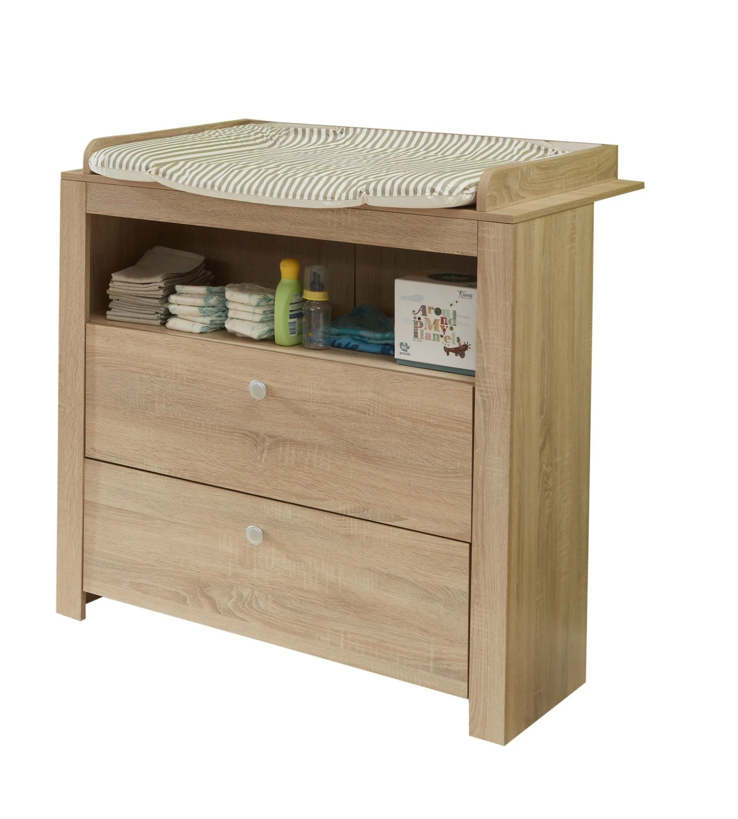 Luiertafel Met Opbergruimte Olivia | 96 X 69 X 104 Cm | Light Oak Melamine 2 Luiertafel Met Opbergruimte Olivia | 96 X 69 X 104 Cm | Light Oak Melamine - Afbeelding 2