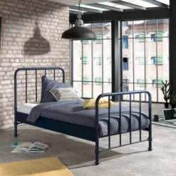 Bed Bronxx Metaal 90x200(incl. Lattenbodem) Met Nachtkastje-mat Denim Blauw -Kinderkamer Meubelen Ontwerp zonder titel 4 22a3