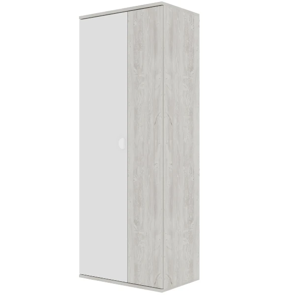 Kledingkast Bo0 Met 2 Legplanken, Kledingroede En Maanvormige Deurgreep - Grenen/wit 1 Kledingkast Bo0 Met 2 Legplanken, Kledingroede En Maanvormige Deurgreep - Grenen/wit