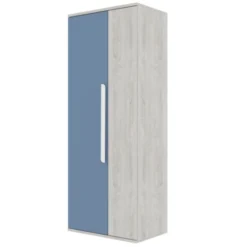 Kledingkast Bo0 Met 2 Legplanken, Kledingroede En Langwerpige Deurgreep - Grenen/blauw