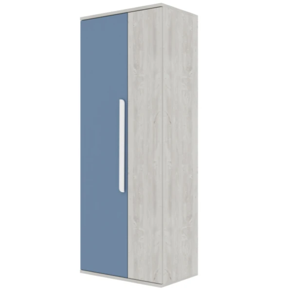 Kledingkast Bo0 Met 2 Legplanken, Kledingroede En Langwerpige Deurgreep - Grenen/blauw 1 Kledingkast Bo0 Met 2 Legplanken, Kledingroede En Langwerpige Deurgreep - Grenen/blauw