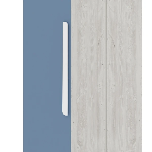 Kledingkast Bo0 Met 2 Legplanken, Kledingroede En Langwerpige Deurgreep - Grenen/blauw 6 Kledingkast Bo0 Met 2 Legplanken, Kledingroede En Langwerpige Deurgreep - Grenen/blauw - Afbeelding 6