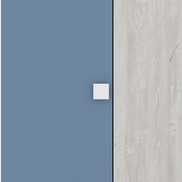 Kledingkast Bo0 Met 2 Legplanken, Kledingroede En Vierkante Deurgreep - Grenen/blauw 6 Kledingkast Bo0 Met 2 Legplanken, Kledingroede En Vierkante Deurgreep - Grenen/blauw - Afbeelding 6