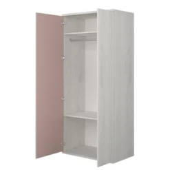 Kledingkast Bo0 Met 2 Legplanken, Kledingroede En Langwerpige Deurgreep - Grenen/oudroze -Kinderkamer Meubelen Ontwerp zonder titel 78 92be