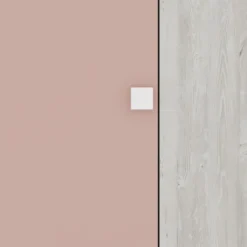 Kledingkast Bo0 Met 2 Legplanken, Kledingroede En Vierkante Deurgreep - Grenen/oudroze -Kinderkamer Meubelen Ontwerp zonder titel 80 385f