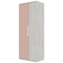 Kledingkast Bo0 Met 2 Legplanken, Kledingroede En Langwerpige Deurgreep - Grenen/oudroze
