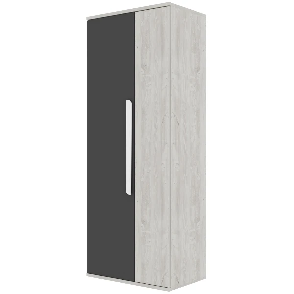 Kledingkast Bo0 Met 2 Legplanken, Kledingroede En Langwerpige Deurgreep - Grenen/antraciet 1 Kledingkast Bo0 Met 2 Legplanken, Kledingroede En Langwerpige Deurgreep - Grenen/antraciet