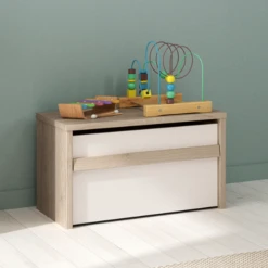 Kinderbankje Otto Met Lade - Kastanje/wit