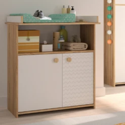 Commode Kamiel 2 Deuren 1 Vak - Wit/eik