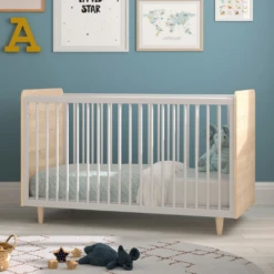 Babybed Maron 70x140cm - Wit/eik