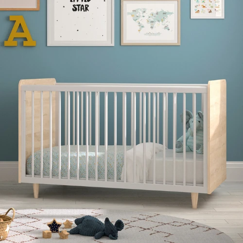 Babybed Maron 70x140cm - Wit/eik 1 Babybed Maron 70x140cm - Wit/eik