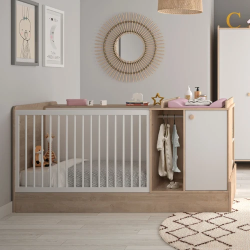 Meegroeibed Maron 60x120 Tot 90x190 - Wit/eik 1 Meegroeibed Maron 60x120 Tot 90x190 - Wit/eik