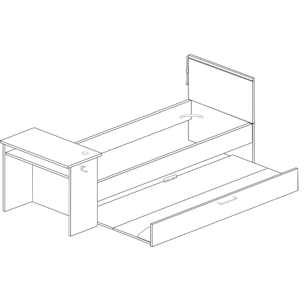 Bed Bzone 90x200 Cm Met Bedlade, Bureau En Ledverlichting - Antraciet 5 Bed Bzone 90x200 Cm Met Bedlade, Bureau En Ledverlichting - Antraciet - Afbeelding 5