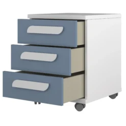 Nachtkastje Bo0 Met Wieltjes, 3 Lades En Langwerpige Handgreep - Wit/ Blauw -Kinderkamer Meubelen Ontwerp zonder titel 2022 10 24T162607.752 cdad