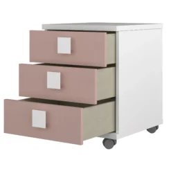 Nachtkastje Bo0 Met Wieltjes, 3 Lades En Vierkante Handgreep - Wit/ Oudroze -Kinderkamer Meubelen Ontwerp zonder titel 2022 10 24T163316.637 1d33