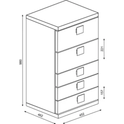 Ladekast Bo0 98 Cm Met 5 Lades - Grenen/ Blauw -Kinderkamer Meubelen Ontwerp zonder titel 2022 10 24T164352.131 98ce