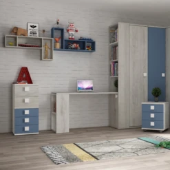 Ladekast Bo0 98 Cm Met 5 Lades - Grenen/ Blauw -Kinderkamer Meubelen Ontwerp zonder titel 2022 10 24T165019.847 55b2