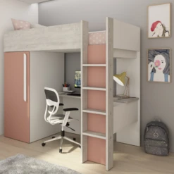 Hoogslaper Bo9 90x200 Cm Met Bureau & Kast - Oudroze -Kinderkamer Meubelen Ontwerp zonder titel 2022 10 25T081157.985 b91b