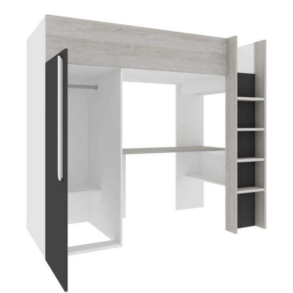 Hoogslaper Bo9 90x200 Cm Met Bureau & Kast - Antraciet 8 Hoogslaper Bo9 90x200 Cm Met Bureau & Kast - Antraciet - Afbeelding 8