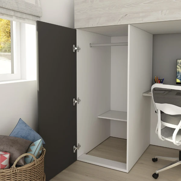 Hoogslaper Bo9 90x200 Cm Met Bureau & Kast - Antraciet 4 Hoogslaper Bo9 90x200 Cm Met Bureau & Kast - Antraciet - Afbeelding 4