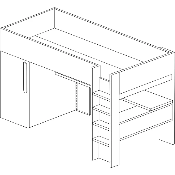 Hoogslaper Bo9 90x200 Cm Met Bureau & Kast - Antraciet 2 Hoogslaper Bo9 90x200 Cm Met Bureau & Kast - Antraciet - Afbeelding 2