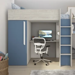 Hoogslaper Bo9 90x200 Cm Met Bureau & Kast - Blauw