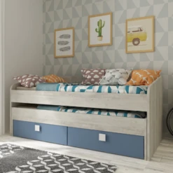 Bed Bo12 Met Onderschuifbed En 2 Lades - Blauw
