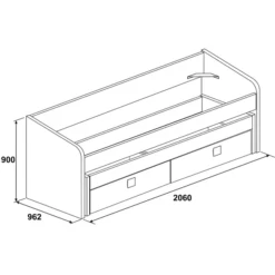 Bed Bo12 Met Onderschuifbed En 2 Lades - Blauw -Kinderkamer Meubelen Ontwerp zonder titel 2022 11 02T163640.014 a3b2