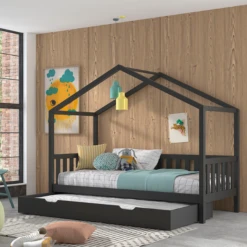 Bedhuisje Dallas 90x200 Met Bedlade - Antraciet