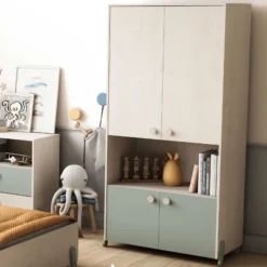 Kleerkast Ilyas-Topanga Eik/grijsgroen