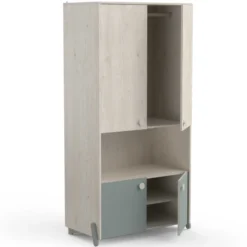 Kleerkast Ilyas-Topanga Eik/grijsgroen -Kinderkamer Meubelen Ontwerp zonder titel 2023 04 18T100348.250 735c