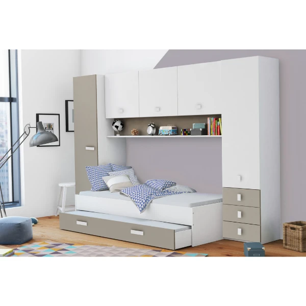 Bedlade Tidelle 90 X 200 Cm-mat Wit/beige 2 Bedlade Tidelle 90 X 200 Cm-mat Wit/beige - Afbeelding 2