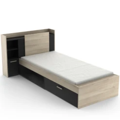 Bed Liva 90 X 190 Cm-Kronberg Eik/matzwart -Kinderkamer Meubelen Ontwerp zonder titel 2023 04 26T170038.067 1 5a87