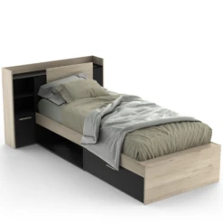 Bed Liva 90 X 190 Cm-Kronberg Eik/matzwart