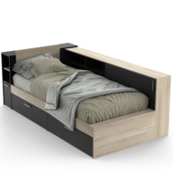 Bed Liva 90 X 190/200 Cm-Kronberg Eik/matzwart