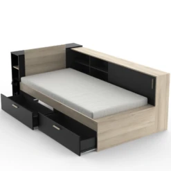 Bed Liva 90 X 190/200 Cm-Kronberg Eik/matzwart -Kinderkamer Meubelen Ontwerp zonder titel 2023 04 27T082649.807 bfee