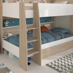 Stapelbed Shelby 90x200cm Met Opbergruimte - Wit/eik -Kinderkamer Meubelen Ontwerp zonder titel 2023 06 16T142958.859 af30