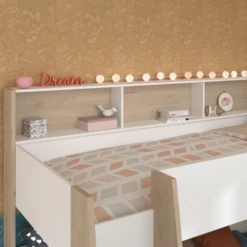 Stapelbed Shelby 90x200cm Met Opbergruimte - Wit/eik -Kinderkamer Meubelen Ontwerp zonder titel 2023 06 16T143036.925 f28c