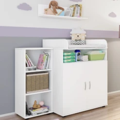 Commode Halula Met Luierplank En Wandplank-wit -Kinderkamer Meubelen Ontwerp zonder titel 2023 08 25T085400.772 bf19