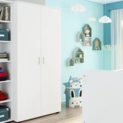 Kleerkast Halula 2 Deuren 1 Kledingroede En 2 Legplanken-wit -Kinderkamer Meubelen Ontwerp zonder titel 2023 08 25T115723.043 1 816a