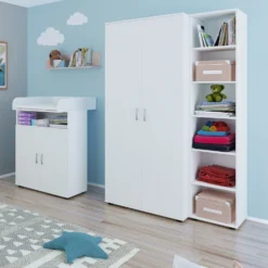 Kleerkast Halula 2 Deuren 1 Kledingroede En 2 Legplanken-wit -Kinderkamer Meubelen Ontwerp zonder titel 2023 08 25T115936.854 fe63