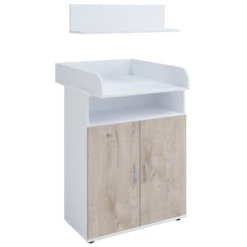Commode Halula Met Luierplank En Wandplank-eik/wit -Kinderkamer Meubelen Ontwerp zonder titel 2023 08 28T091159.148 a32b