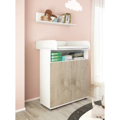 Commode Halula Met Luierplank En Wandplank-eik/wit -Kinderkamer Meubelen Ontwerp zonder titel 2023 08 28T094000.716 f9cd