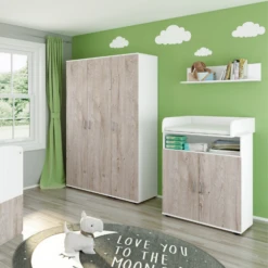 Commode Halula Met Luierplank En Wandplank-eik/wit -Kinderkamer Meubelen Ontwerp zonder titel 2023 08 28T094118.339 c92d