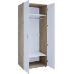 Kleerkast Halula 2 Deuren 1 Kledingroede En 2 Legplanken-wit/eik -Kinderkamer Meubelen Ontwerp zonder titel 2023 08 31T085042.748 7964