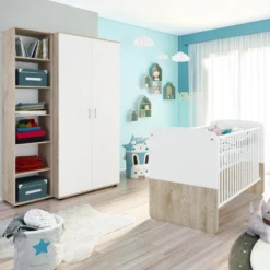 Kleerkast Halula 2 Deuren 1 Kledingroede En 2 Legplanken-wit/eik -Kinderkamer Meubelen Ontwerp zonder titel 2023 08 31T085241.924 85f2