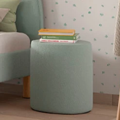 Nachttafeltje / Poef Maeva 41x41cm - Groene Bouclé Stof