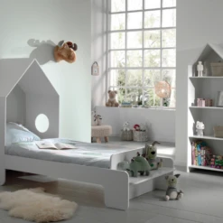 Bedhuisje 90x200 Cm (incl. Lattenbodem) En Boekenkast Casami-wit