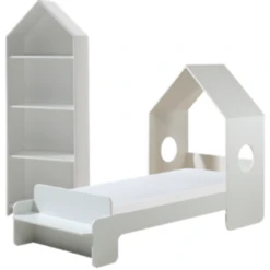 Bedhuisje 90x200 Cm (incl. Lattenbodem) En Boekenkast Casami-wit -Kinderkamer Meubelen Ontwerp zonder titel 2023 09 18T135535.595 f1ee